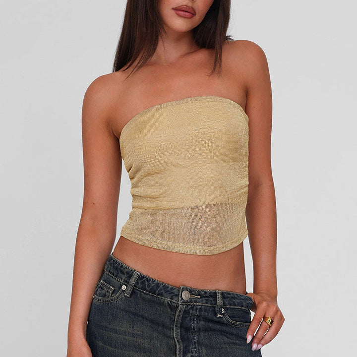 Damen Bandeau-Top aus hochwertigem, elastischem Material mit feiner Struktur