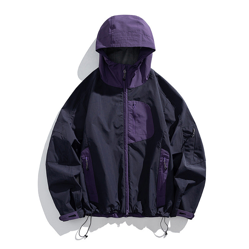 Herren technische wasserabweisende Outdoor-Softshell-Jacke mit Kapuze und verstellbarem Saum Nord Taschen