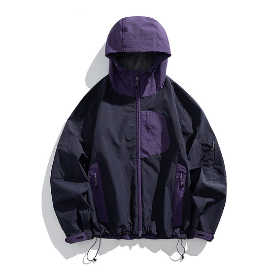 Herren technische wasserabweisende Outdoor-Softshell-Jacke mit Kapuze und verstellbarem Saum Nord Taschen