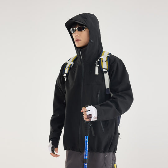 Damen Leichte technische Regenjacke im Oversize-Utility-Schnitt mit verstellbarer Kapuze Nord Taschen