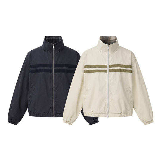 Unisex Kurz geschnittene Boxy-Blousonjacke mit Stehkragen und horizontalen Brustpaspeln Nord Taschen