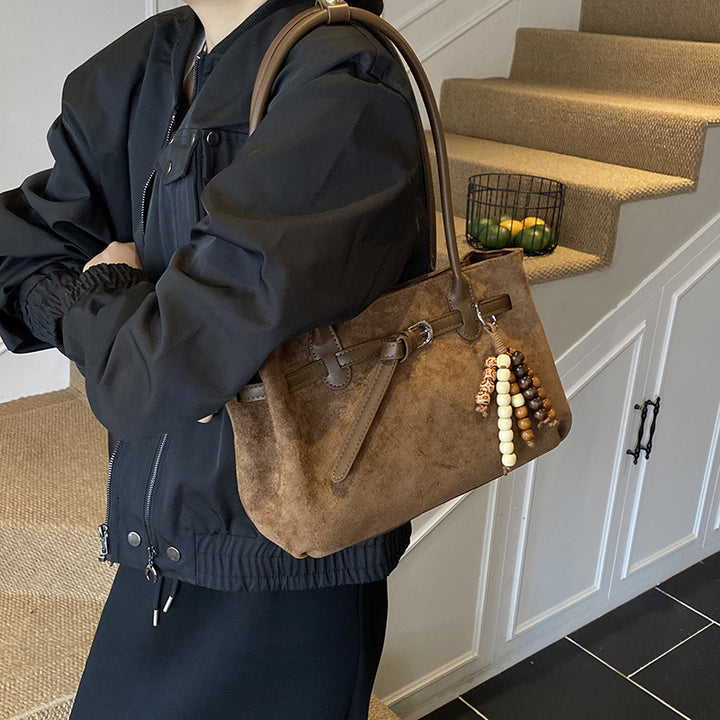 Damen modische Veloursleder Handtasche mit eleganten Akzenten Nord Taschen