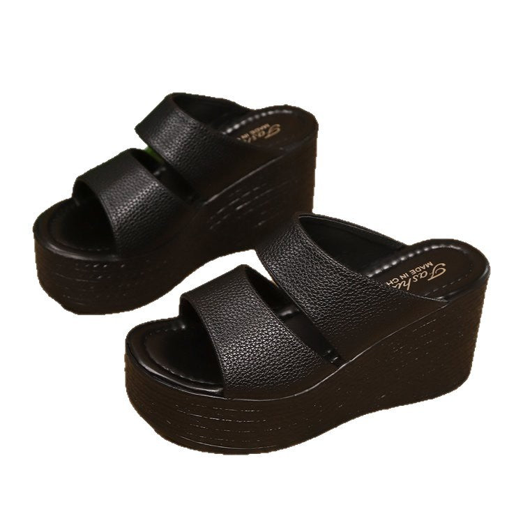 Damen Plateau-Sandalen mit breiten Riemen und rutschfester Sohle Nord Taschen
