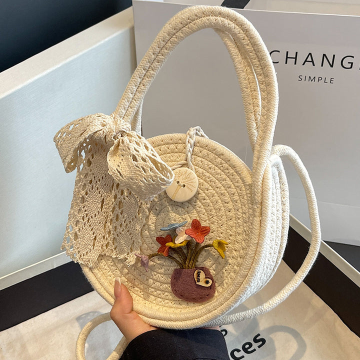 Damen Welleneffekt Slingtasche mit dekorativen Blumenapplikationen Nord Taschen