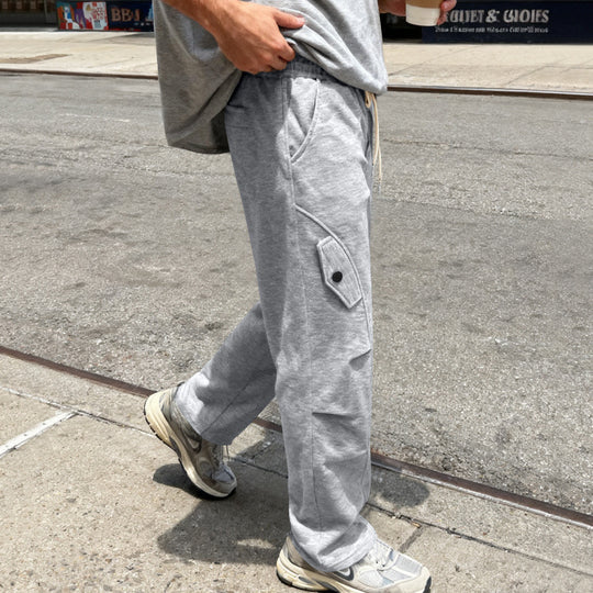 Herren Oversize-Cargo-Hose im Utility-Streetwear-Look mit Tunnelzug und Klappentaschen Nord Taschen