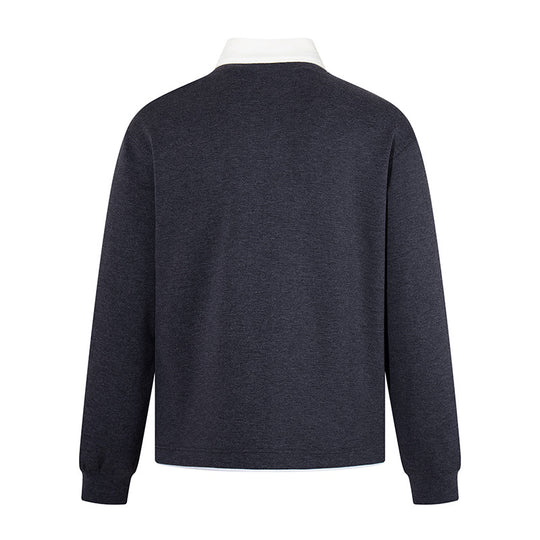 Herren Legeres Sweatshirt mit angenähtem Hemdkragen, V‑Detail und Rippbündchen Nord Taschen