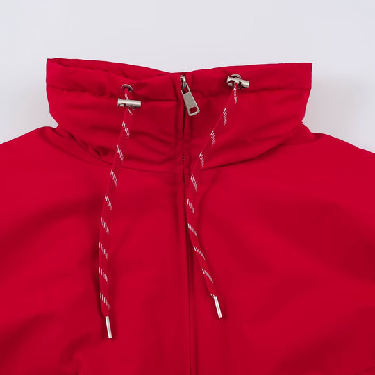 Damen Cropped Oversize Windbreaker mit hohem Funnelkragen, Kordelzug und gerafftem Elastikbund Nord Taschen