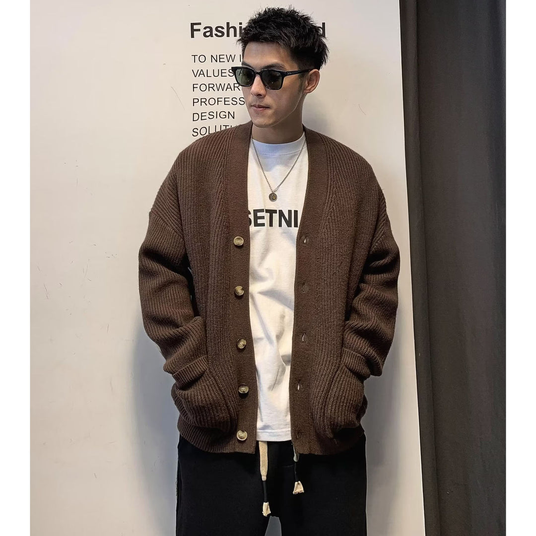 Herren Moderne Strickjacke mit Knopfleiste Nord Taschen