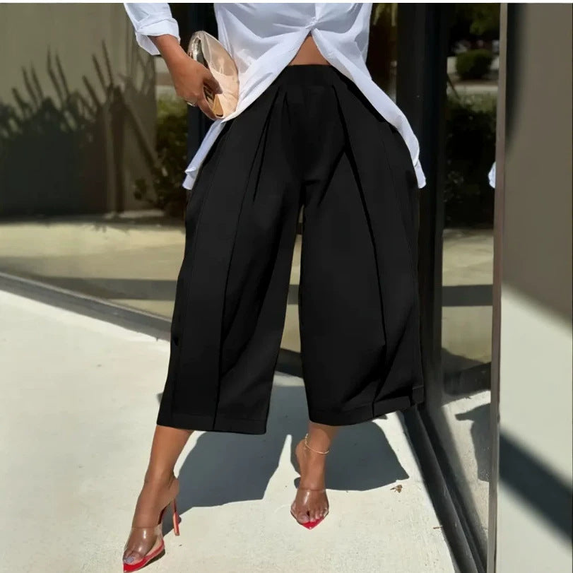 Damen Culotte-Hose mit weitem Bein und präzisen Bügelfalten Nord Taschen