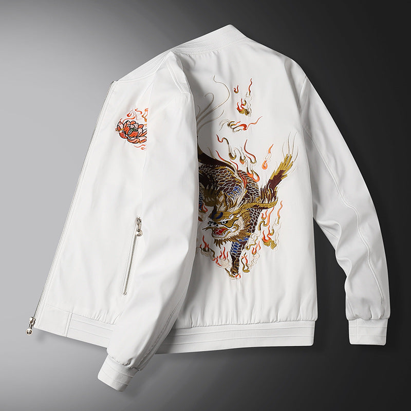 Herren Bomberjacke mit orientalischer Tigerstickerei, leichter Microfaser‑Außenlage und Rippbündchen Nord Taschen