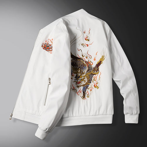 Herren Bomberjacke mit orientalischer Tigerstickerei, leichter Microfaser‑Außenlage und Rippbündchen Nord Taschen