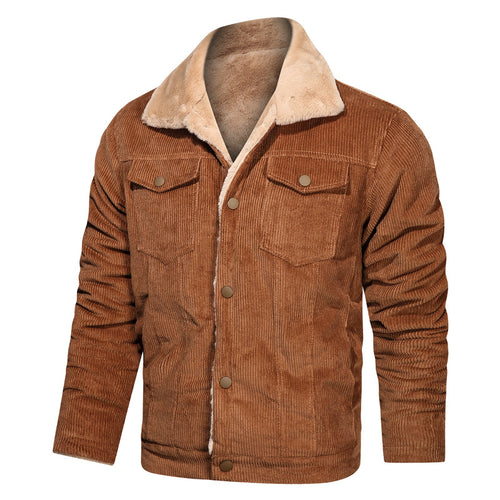 Herren Cord-Truckerjacke mit Teddyfutter und Hemdkragen Nord Taschen