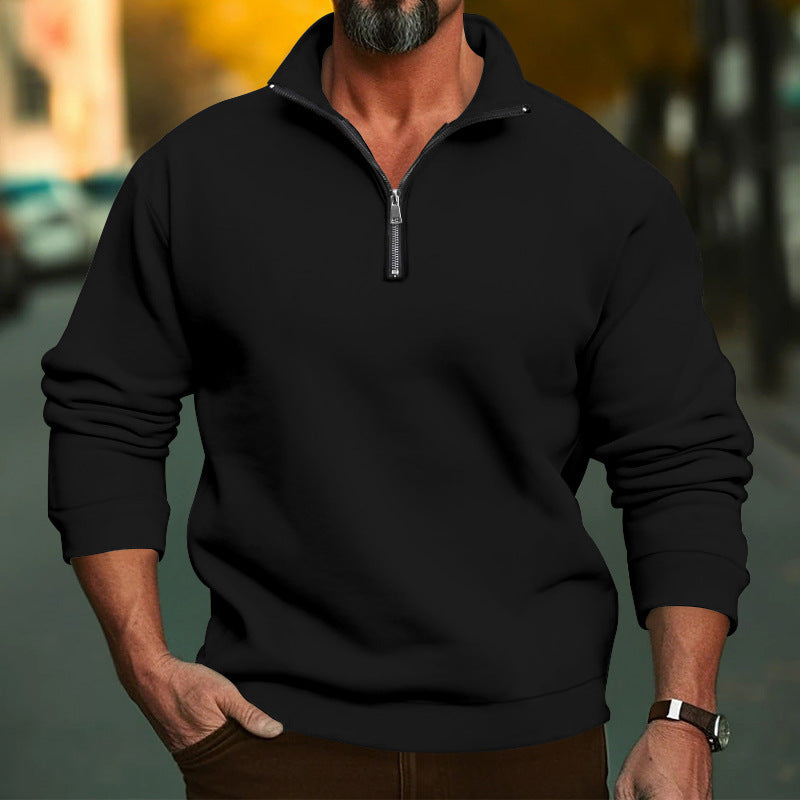 Herren Komfort-Halbzip-Sweatshirt aus French-Terry mit Stehkragen Nord Taschen