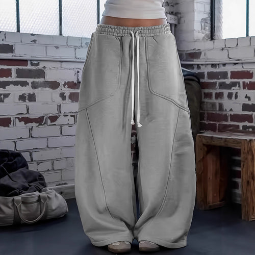 Damen Extraweite Lounge-Jogginghose mit hohem Bund, Kordelzug & geformten Kniepanelen Nord Taschen