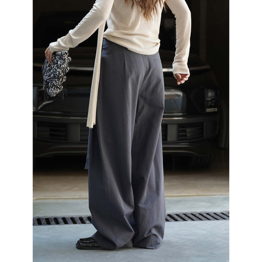 Damen Weite Wickel‑Hose mit D‑Ring‑Bund und Plissee-Detail Nord Taschen