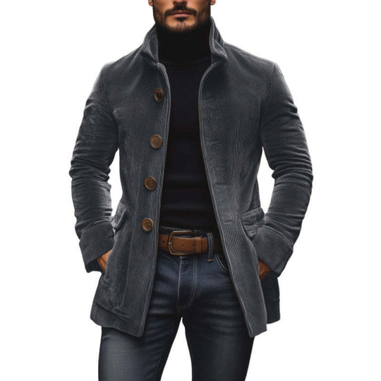 Herren Kordmantel mit Stehkragen und taillierter Silhouette Nord Taschen