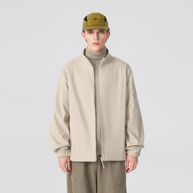 Unisex Leichte Softshell-Jacke mit Stehkragen, durchgehendem Reißverschluss und Ärmeltasche Nord Taschen