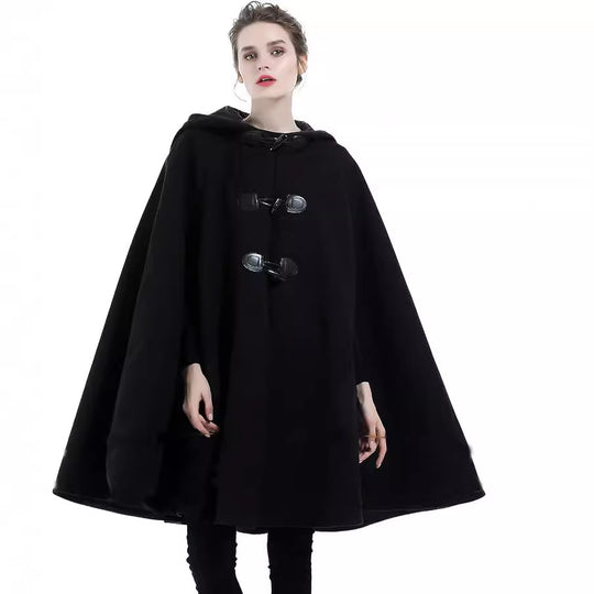 Damen Cape-Mantel mit Kapuze und Knebelverschlüssen Nord Taschen