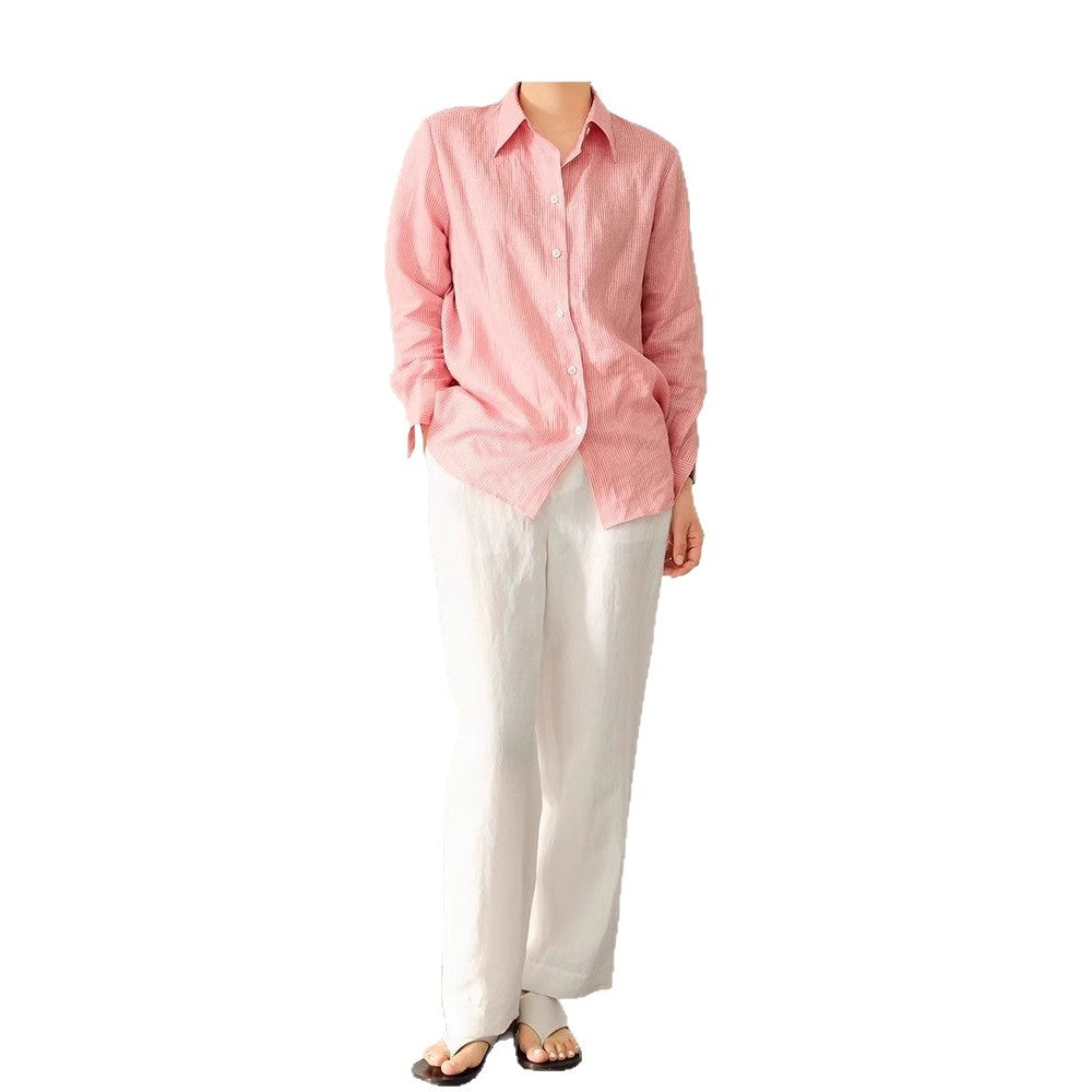Damen Elegante gestreifte Bluse Nord Taschen