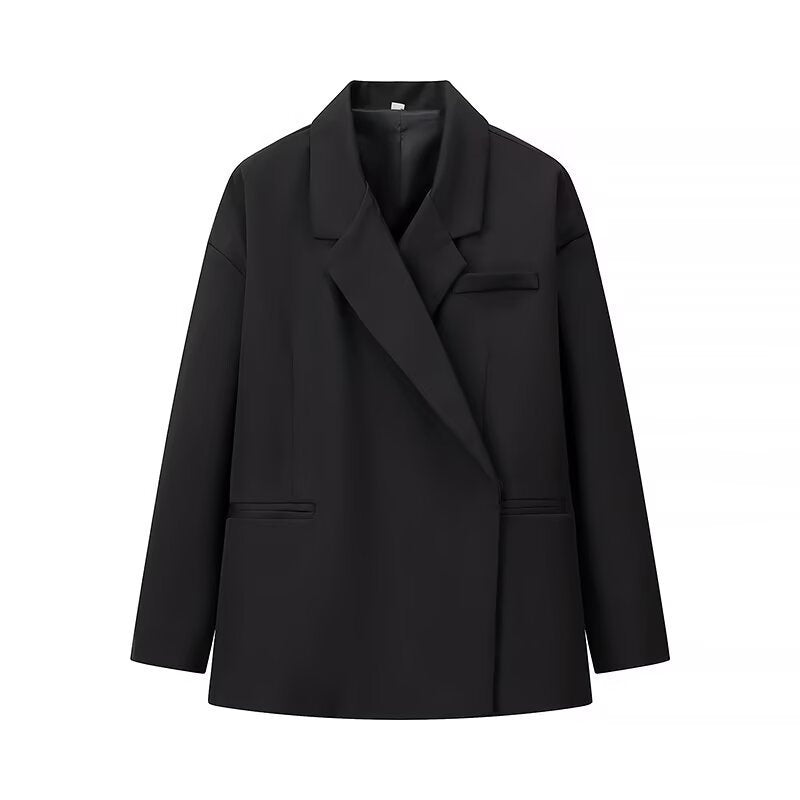 Damen Oversize-Kastenblazer mit schlichten Leistentaschen und weitem Revers Nord Taschen