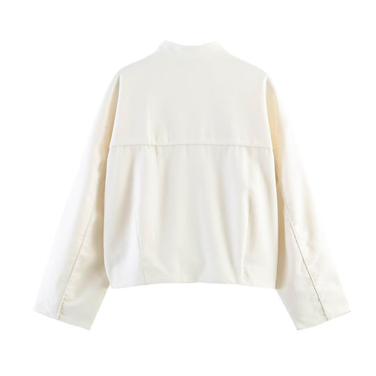 Damen Oversize Jacke mit Stehkragen und chinesischen Zierknöpfen Nord Taschen