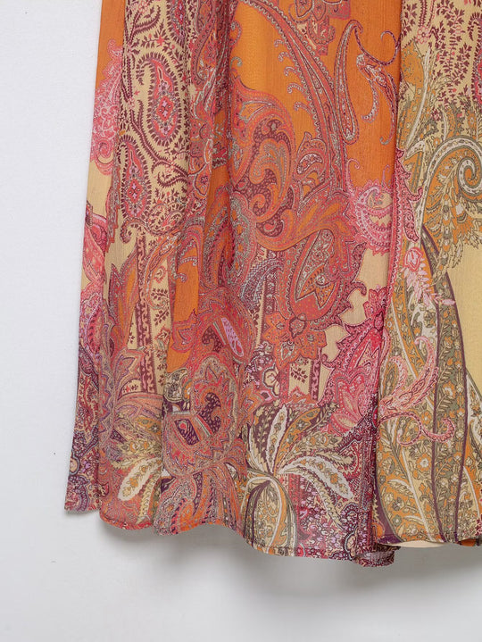 Damen Maxirock mit Paisley‑Print, fließendem A‑Linien‑Schnitt und Taillengürtel Nord Taschen