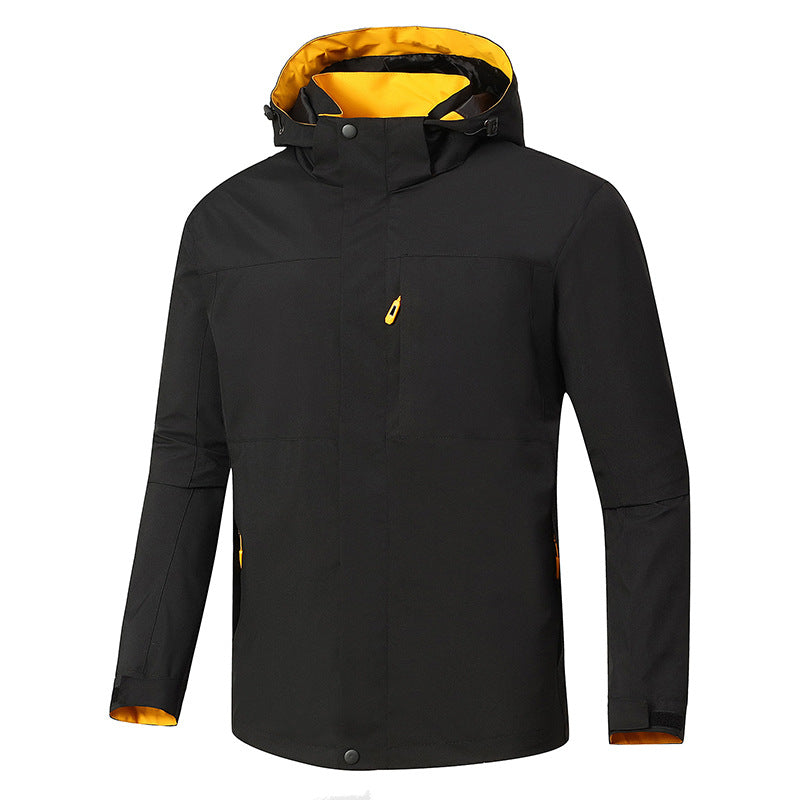Herren Minimalistische wasserdichte Softshell‑Jacke mit kontrastfutter, verstellbarer Kapuze und verdeckten Reißverschlüssen Nord Taschen