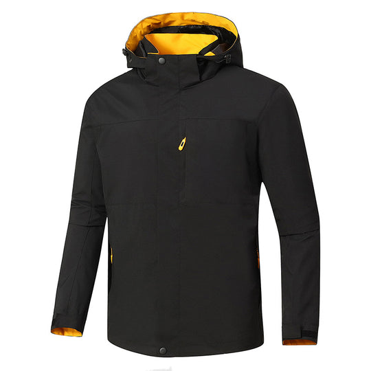 Herren Minimalistische wasserdichte Softshell‑Jacke mit kontrastfutter, verstellbarer Kapuze und verdeckten Reißverschlüssen Nord Taschen