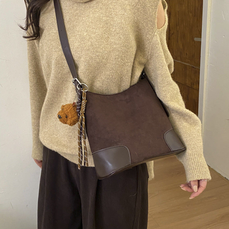 Damen Hobo-Tasche aus weichem Veloursleder mit modischem Kordelzug Nord Taschen