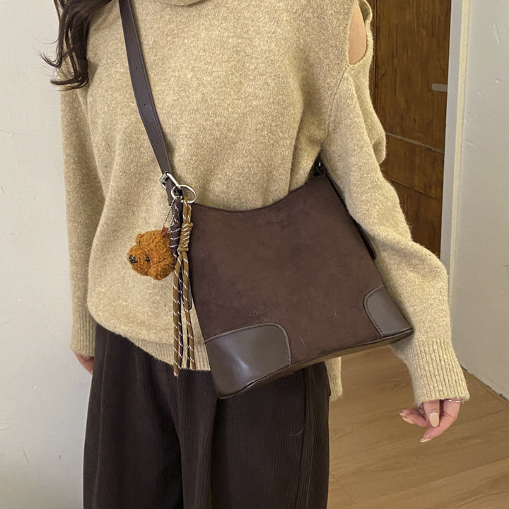 Damen Hobo-Tasche aus weichem Veloursleder mit modischem Kordelzug Nord Taschen