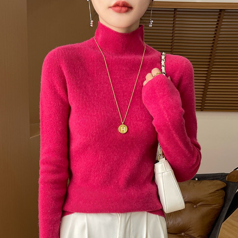 Damen Schmaler Kurzrollkragenpullover in kuscheliger Kaschmir‑Optik mit feiner Rippenstruktur Nord Taschen