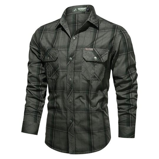 Herren kariertes Utility-Hemd mit Brustpattentaschen und verstärktem Canvas-Finish Nord Taschen