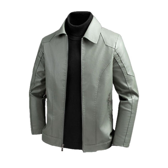 Herren Elegante Slim-Fit Lederoptik-Blousonjacke mit Hemdkragen, vertikalen Ziernähten und verdecktem Reißverschluss Nord Taschen