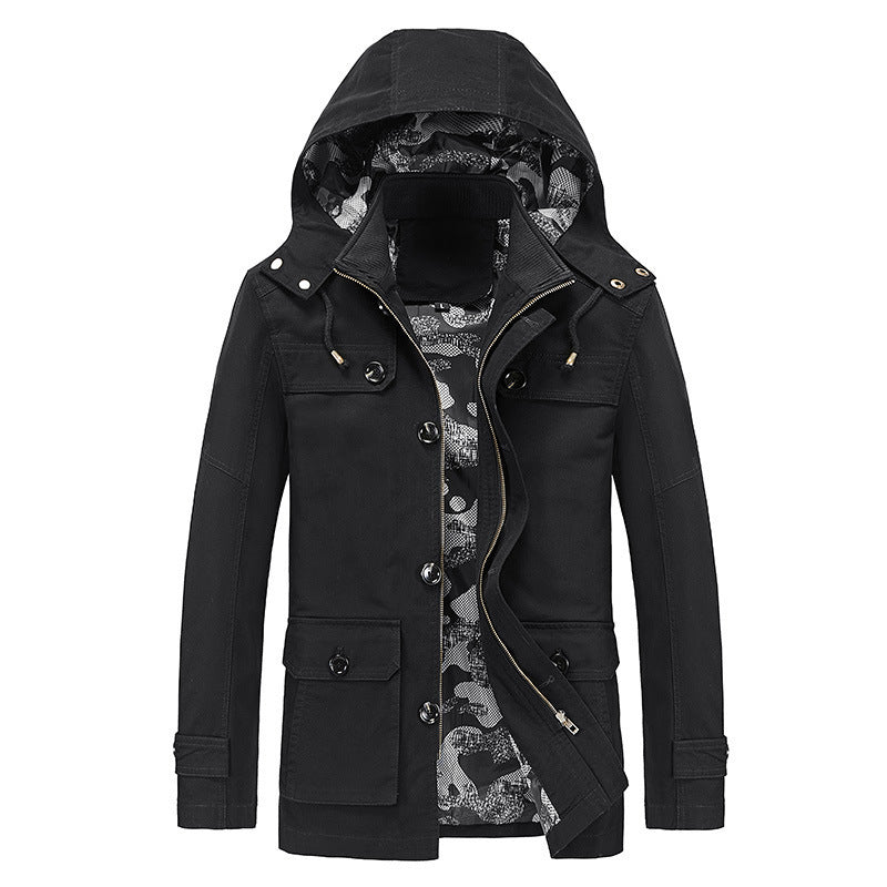Herren leichter Canvas-Fieldparka mit camouflage-Innenfutter, verdecktem Reißverschluss und Mehrzwecktaschen Nord Taschen