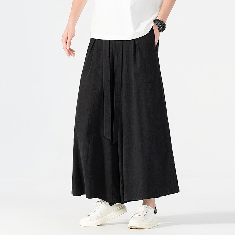 Damen Culotte-Style Hosenrock mit weitem Bein und Bindegürtel Nord Taschen