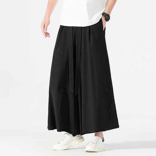 Damen Culotte-Style Hosenrock mit weitem Bein und Bindegürtel Nord Taschen