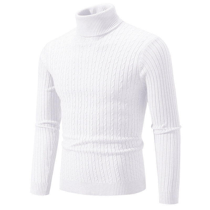 Herren Rollkragenpullover mit Zopfstrick und schlanker Passform Nord Taschen