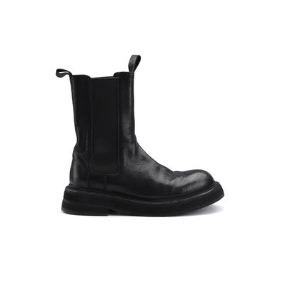 Damen Mid‑Calf Chelsea‑Boots aus Glattleder mit markanter Plateau‑Laufsohle und Zuglaschen Nord Taschen