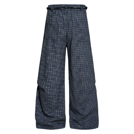 Damen Weite Palazzo‑Hose mit Lagen‑Falten, hohem Bund und dekorativem Kordelgürtel Nord Taschen