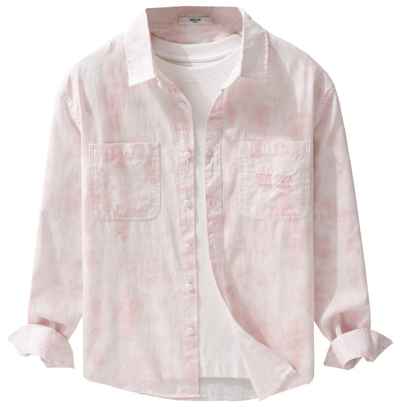Herren Leichtes Baumwoll-Overshirt mit dezenter Batikoptik, Brusttaschen und Relaxed-Fit Nord Taschen