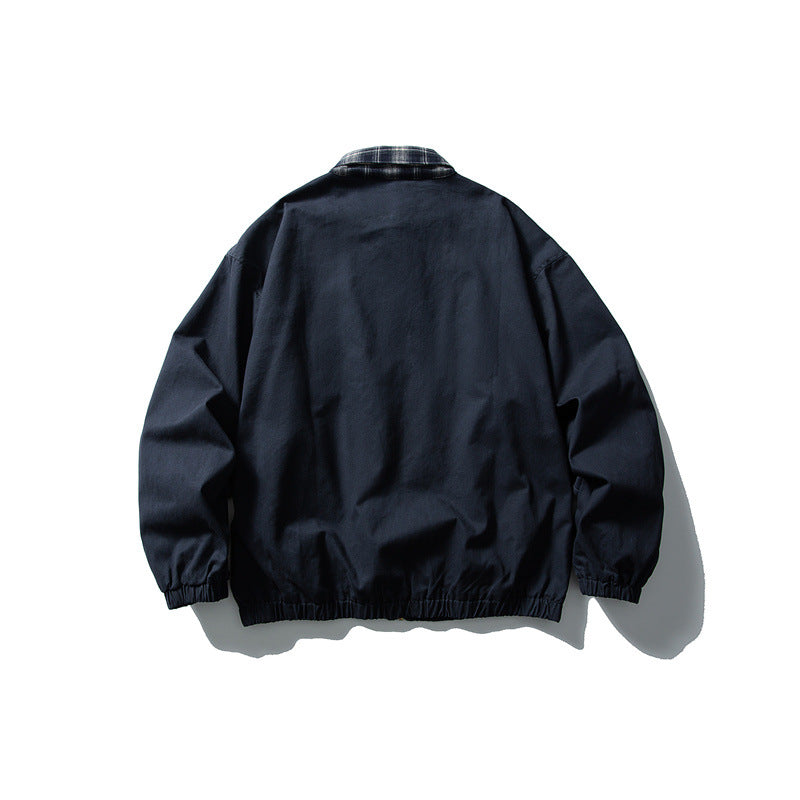 Herren Boxy-Canvas-Blousonjacke mit kariertem Hemdkragen und elastischem Saum Nord Taschen