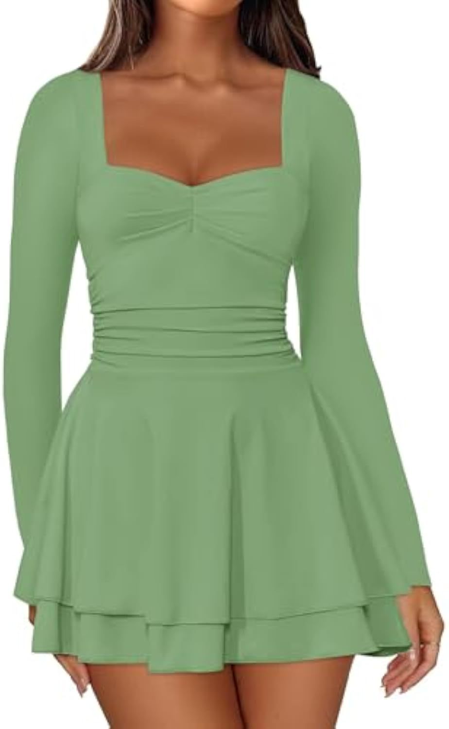 Damen Elegantes Kleid mit langen Ärmeln Nord Taschen