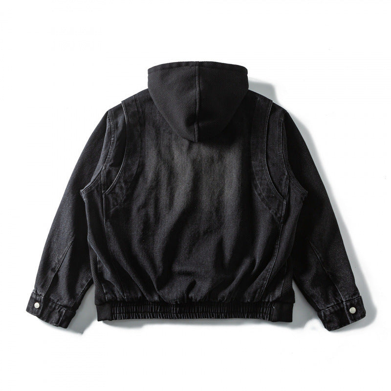 Unisex Boxy-Kapuzenjacke aus strukturierter Baumwollmischung mit durchgehendem Reißverschluss und Pattentaschen Nord Taschen