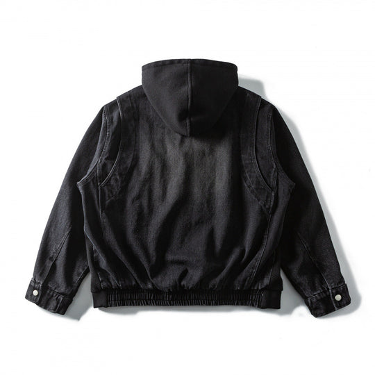 Unisex Boxy-Kapuzenjacke aus strukturierter Baumwollmischung mit durchgehendem Reißverschluss und Pattentaschen Nord Taschen