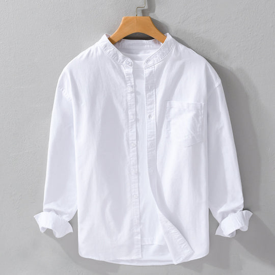 Herren Stehkragen-Overshirt aus Baumwollmix mit tonaler Brusttasche und Soft‑Touch Nord Taschen
