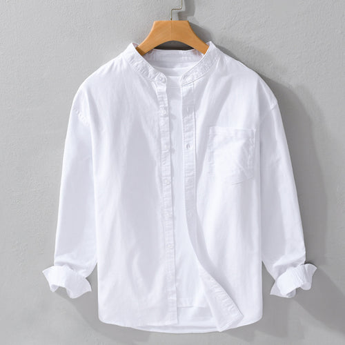 Herren Stehkragen-Overshirt aus Baumwollmix mit tonaler Brusttasche und Soft‑Touch Nord Taschen
