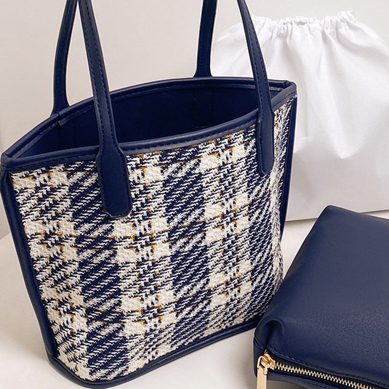 Damen moderne Shopper-Tasche mit klassischem Karomuster Nord Taschen