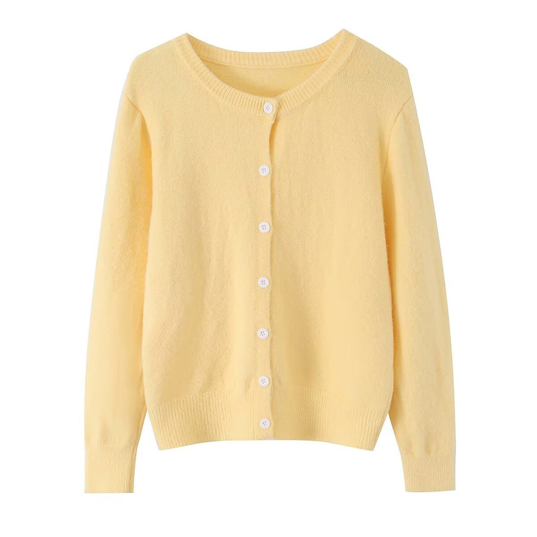 Damen Leichter Feinstrick-Cardigan mit Rundausschnitt, Rippbündchen und Perlmuttknöpfen Nord Taschen