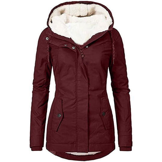 Damen Wasserabweisender Parka mit Teddyfutter, Kapuze und Taillierter Passform Nord Taschen