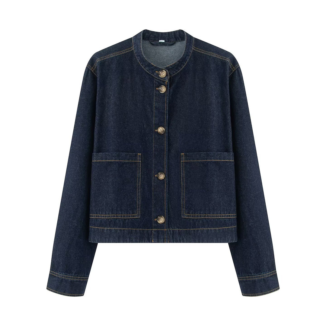 Damen Kurzjacke mit Stehkragen, Boxy‑Cropped Silhouette und aufgesetzten Taschen Nord Taschen